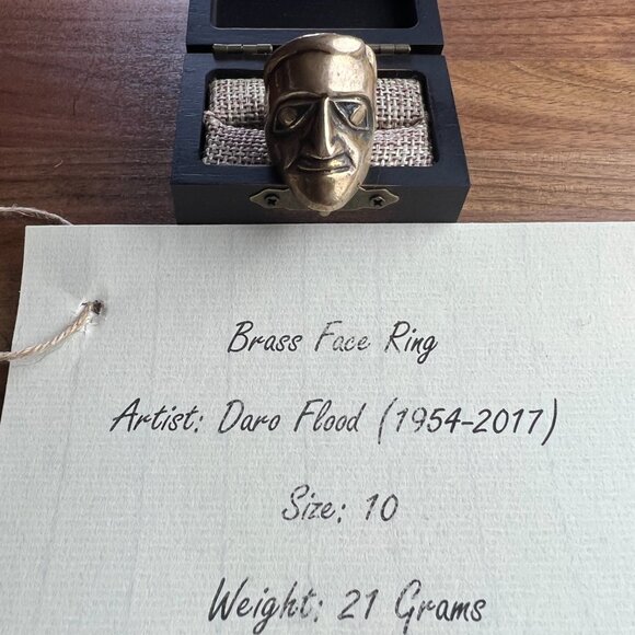 Handmade Brass Face Statement Ring Made By Daro Flood Size 10 - Picture 5 of 8